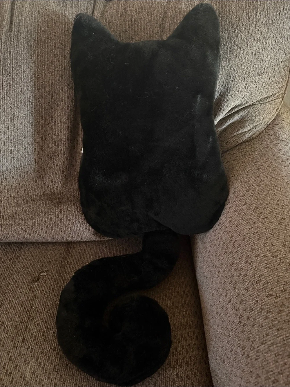 Black Plush Cat Tail Pillow